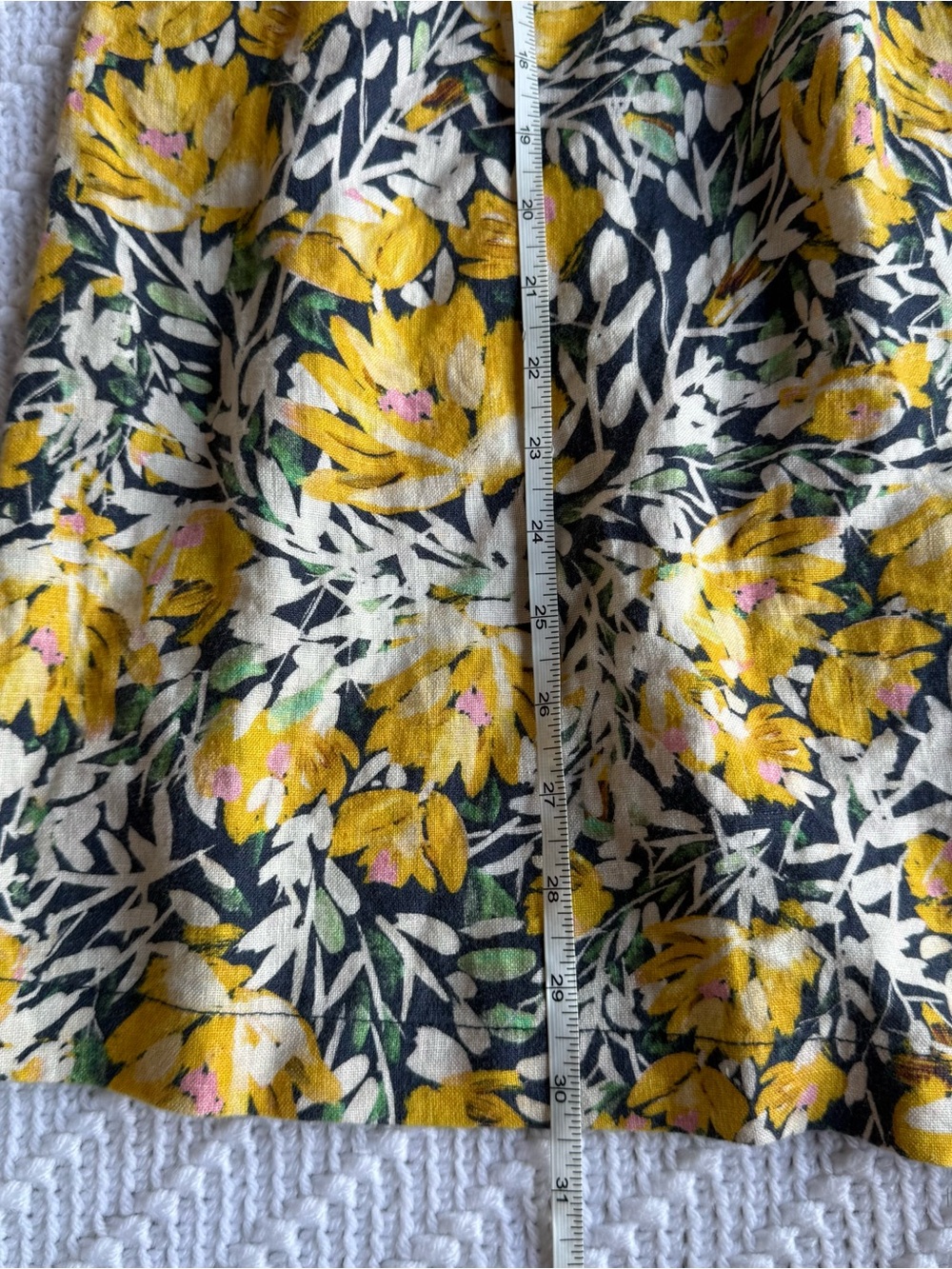 Garnet Hill Floral Linen Smocked Waist Midi Skirt Cottagecore Coastal Medium - Picture 5 of 5